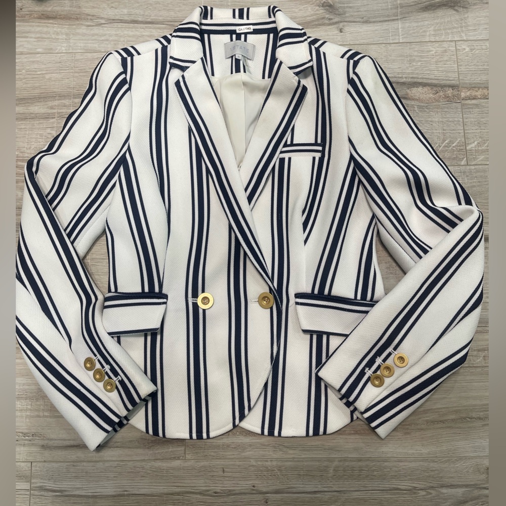 1.State Woman’s striped blazer gold buttons Sz S